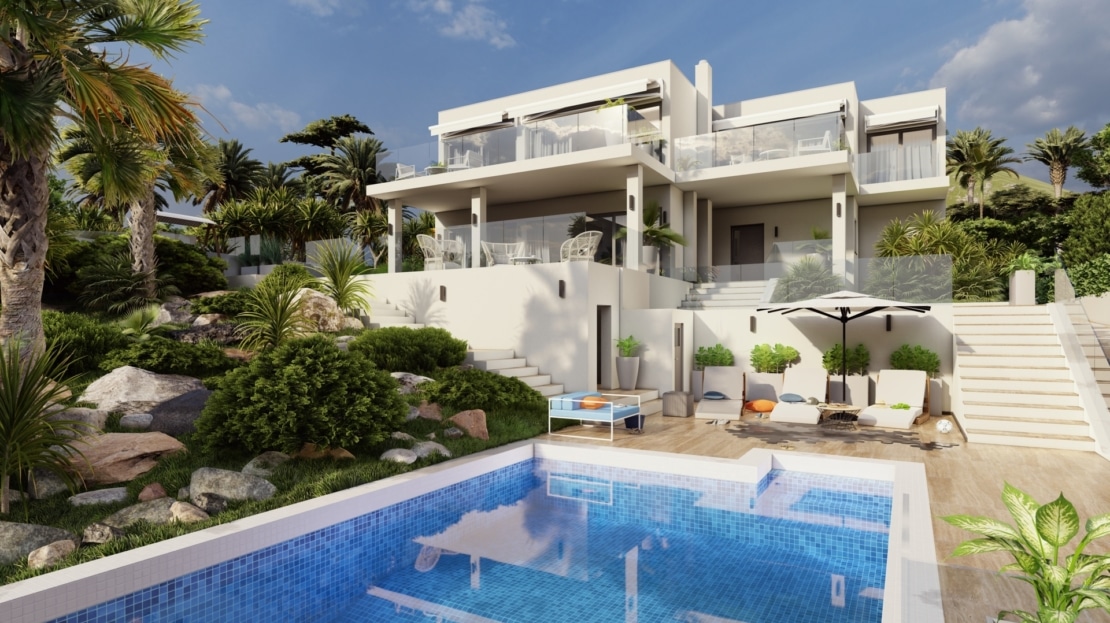V-4072 PROJEKT: Neubau Luxus Villa mit traumhaftem Blick auf die Bucht von Santa Ponsa