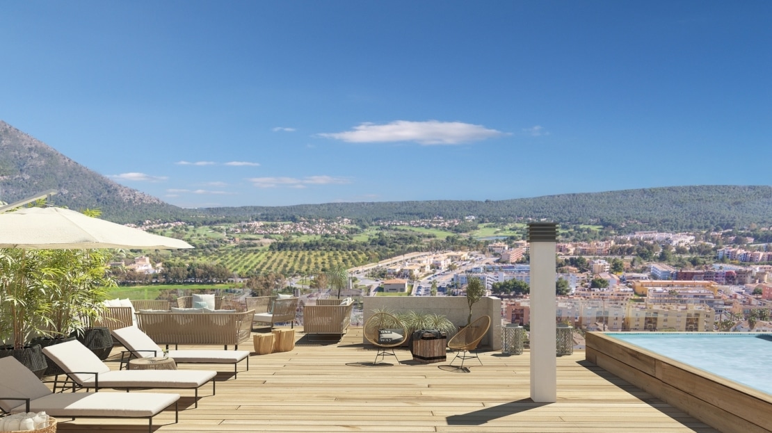 P-3109_3 PROJEKT! Penthouse mit privater Pool-Terrasse und Meerblick in neuem Apartmentkomplex in Santa Ponsa