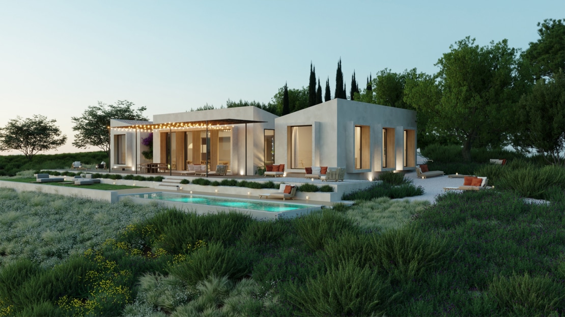 F-3973 PROJEKT! Neubau Finca mit Infinitypool und Panoramablick nahe Lloret de Vistalegre