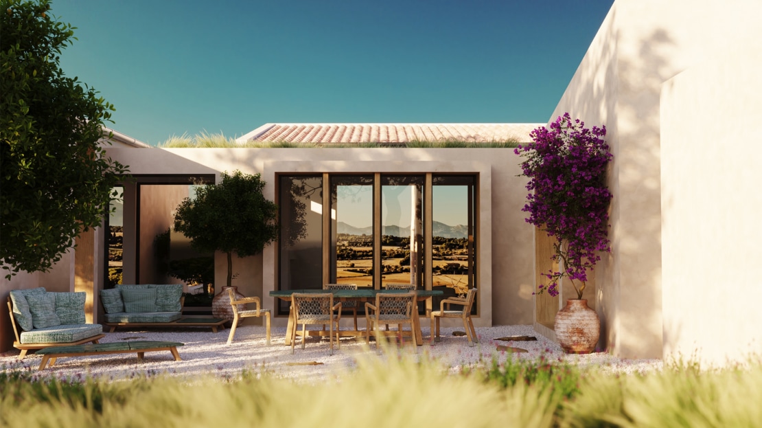 F-3973 PROJEKT! Neubau Finca mit Infinitypool und Panoramablick nahe Lloret de Vistalegre
