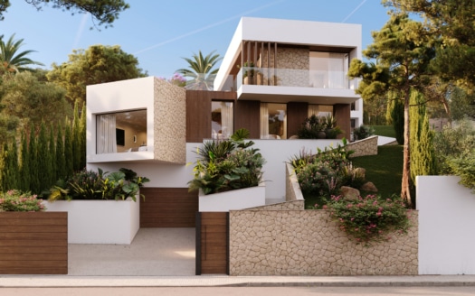V-4610 PROJEKT! Beeindruckende Designer Villa mit Teil Meerblick in Old Bendinat, nah zum Strand