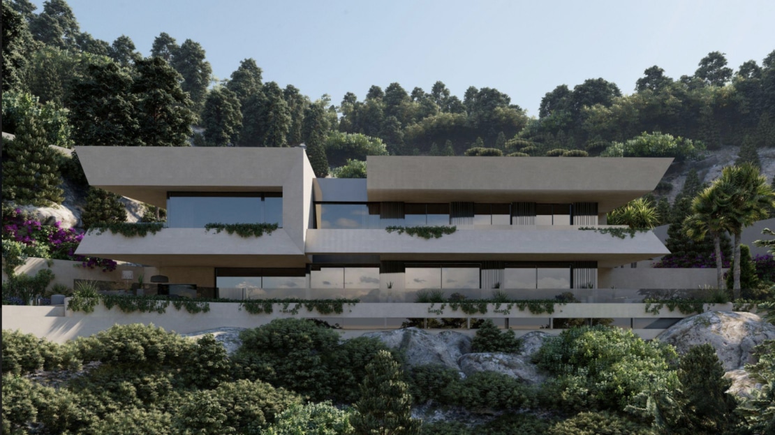 G-4111 PROJEKT! Meerblick Grundstück in Son Vida mit Projekt für eine exklusive Villa in ruhiger Lage