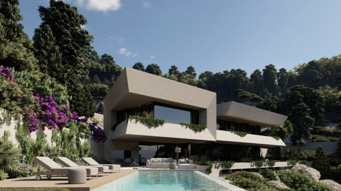G-4111 PROJEKT! Meerblick Grundstück in Son Vida mit Projekt für eine exklusive Villa in ruhiger Lage