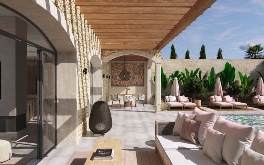 D-4687 Luxus Dorfhaus in Ses Salines im Finca-Stil mit großer Pool Terrasse