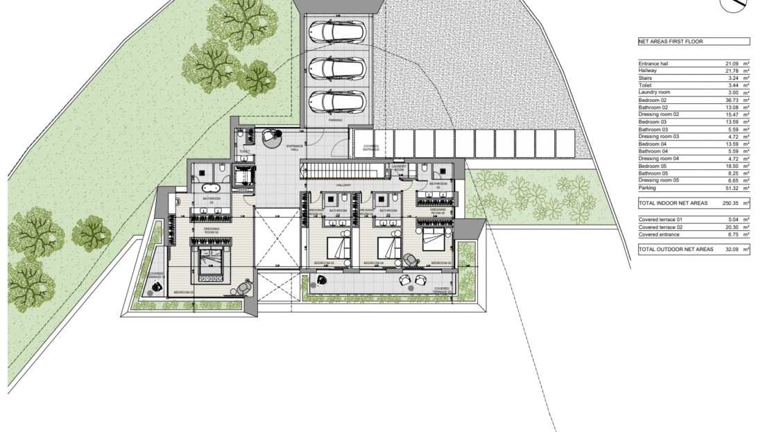 G-4111 PROJEKT! Meerblick Grundstück in Son Vida mit Projekt für eine exklusive Villa in ruhiger Lage