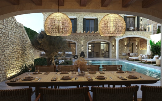 D-4687 Luxus Dorfhaus in Ses Salines im Finca-Stil mit großer Pool Terrasse