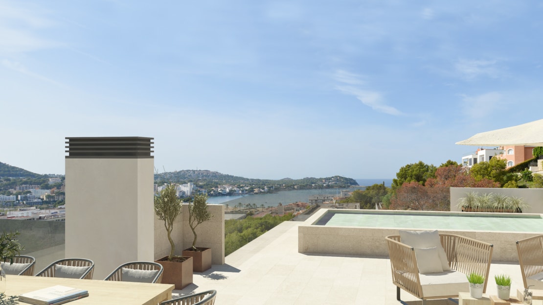 P-3109_24 PROJEKT! Luxuriöses Penthouse in Santa Ponça mit privater Pool-Terrasse und Meerblick