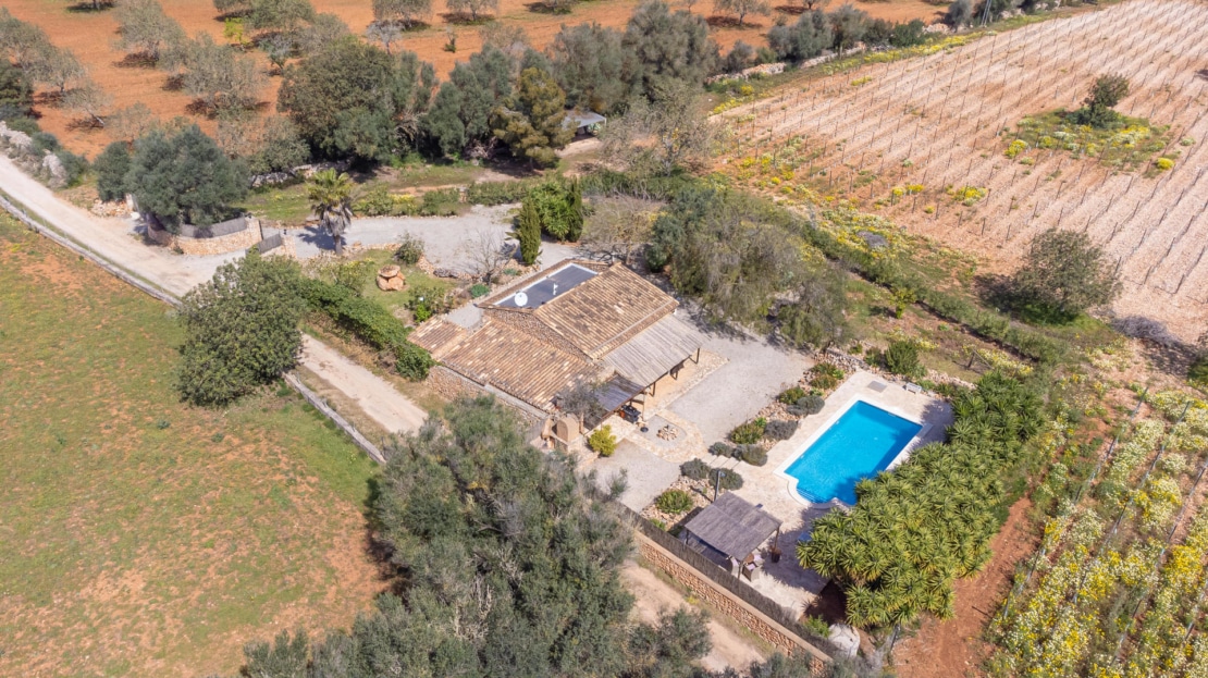 F-4545 Finca in Porreres mit Ferienvermietungslizenz, Privatsphäre UND eigenem Weinberg